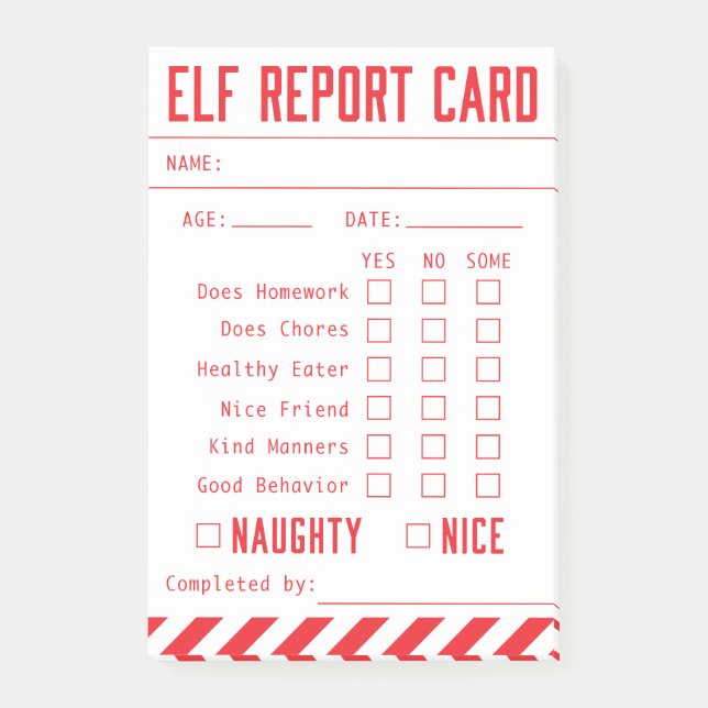 Offiziell Elf Report Card Mini Post-it Klebezettel (Vorderseite)