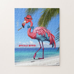 Offiziell ermüdete Flamingo Tropical Beach Puzzle