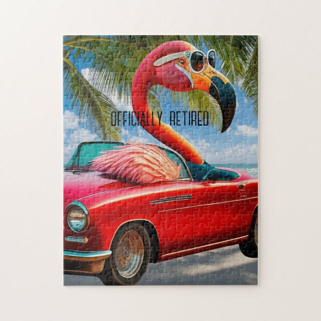 Offiziell erschöpft Flamingo & Convertible am Stra Puzzle (Vertikal)