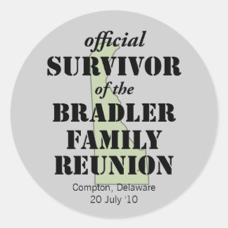 Offiziell Family Wiedersehen Survivor - Delaware G Runder Aufkleber