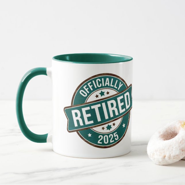 Offiziell im Ruhestand 2025 Tasse (Mit Donut)