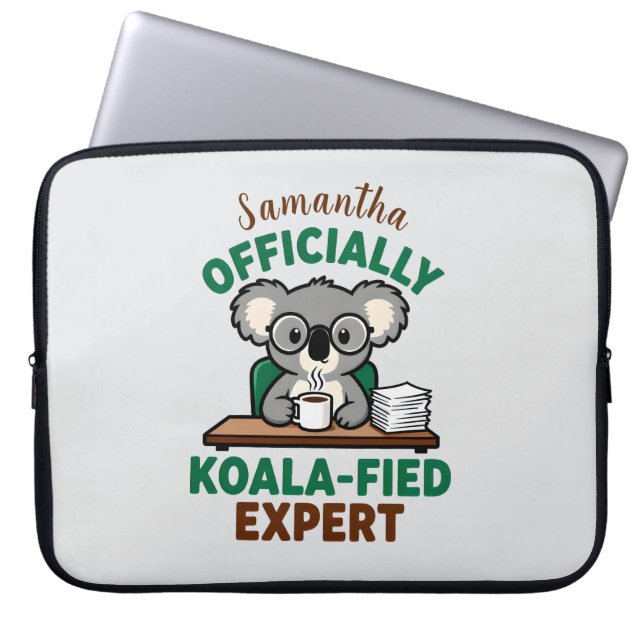 Offiziell Koala-fizierter Experte Lustiger Kaffee- Laptopschutzhülle (Vorderseite)
