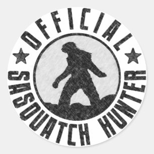 Offiziell Sasquatch Hunter - Bigfoot in B/W Grunge Runder Aufkleber