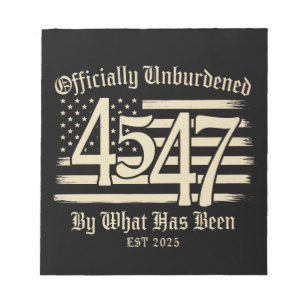 Offiziell unbelastet durch Trump 45 47 Notizblock