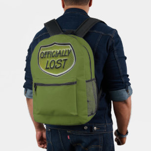 Offiziell verlorener grüner Rucksack