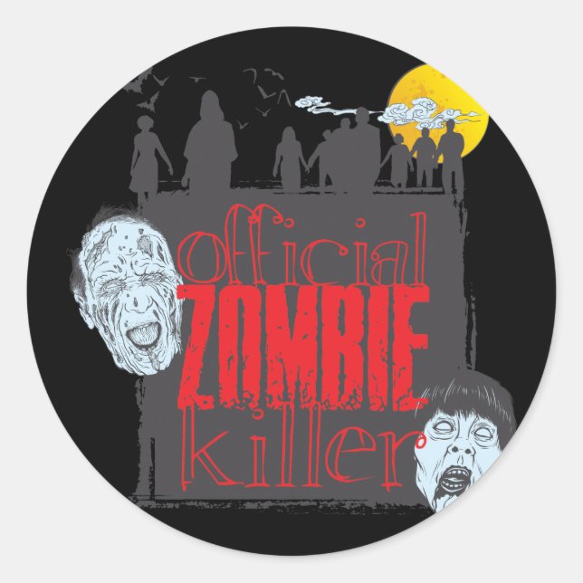 Offiziell Zombie Killer Runder Aufkleber (Vorderseite)