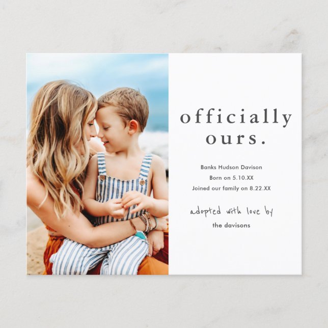 Offizielle Ankündigung der Adoption des Fotos (Vorderseite)