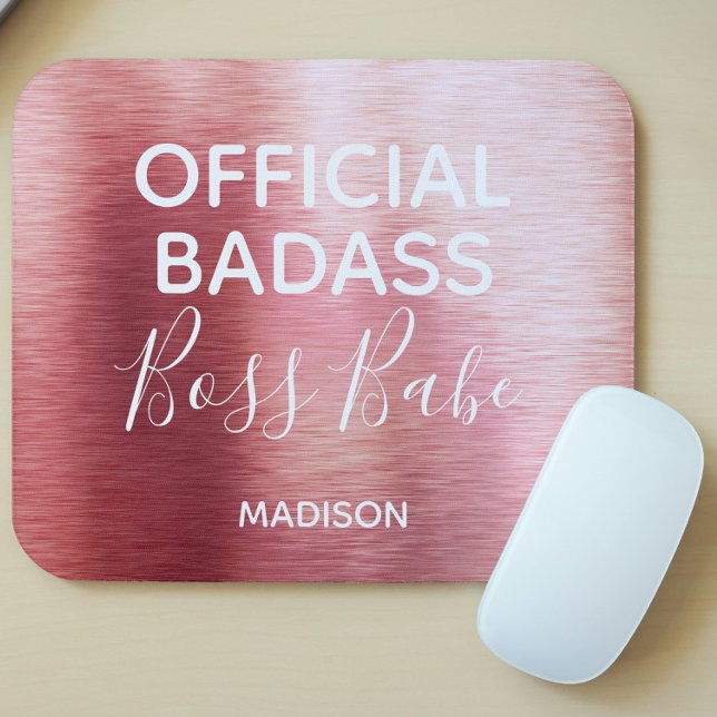 Offizielle Badass Boss Babe Metallic Rose Gold Nam Mousepad (Von Creator hochgeladen)