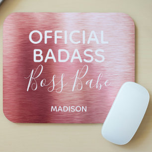 Offizielle Badass Boss Babe Metallic Rose Gold Nam Mousepad