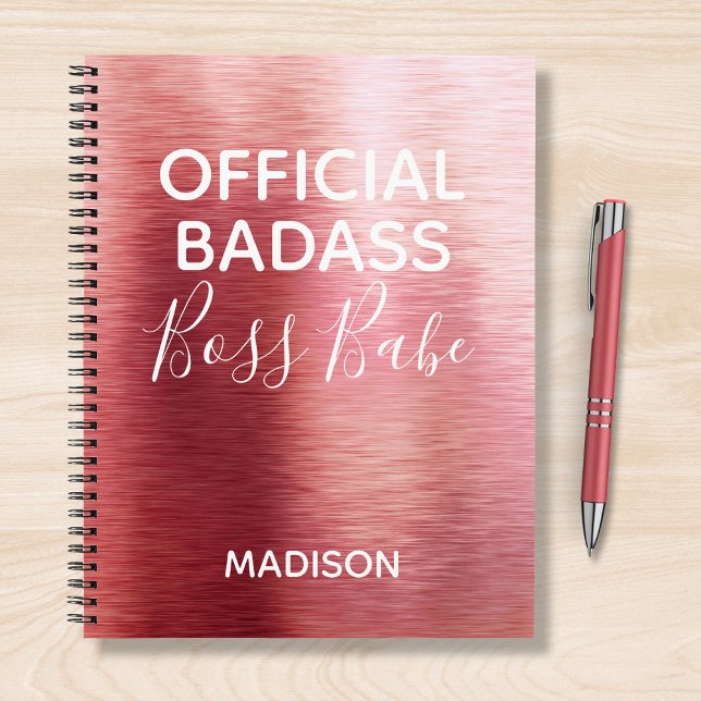 Offizielle Badass Boss Babe Metallic Rose Gold Nam Notizbuch (Von Creator hochgeladen)