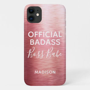 Offizielle Badass Boss Babe Metallic Roségold Name Case-Mate iPhone Hülle