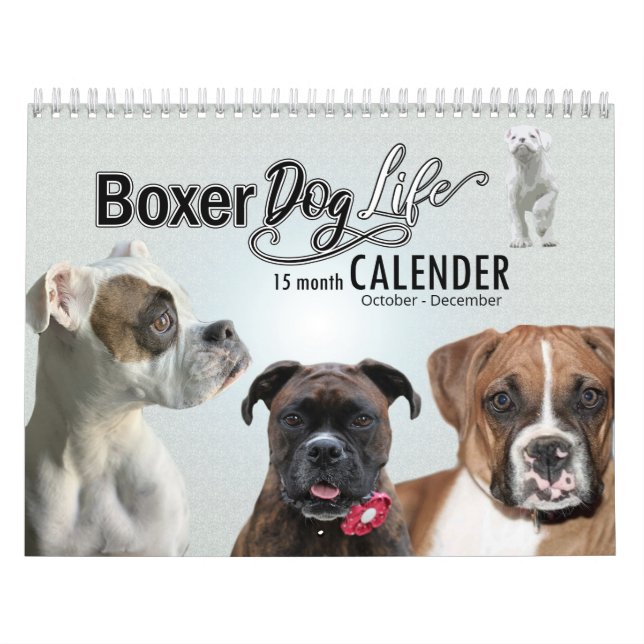 Offizielle Boxer-Hunde-Lebensdauer - 15-monatiger  Kalender (Titelbild)