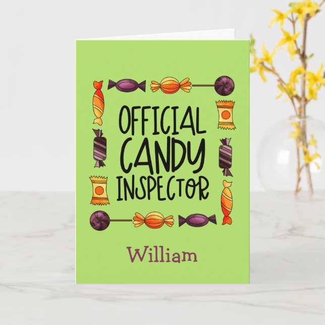 Offizielle Candy Inspector Halloween Grußkarte Karte (Gelbe Blume)