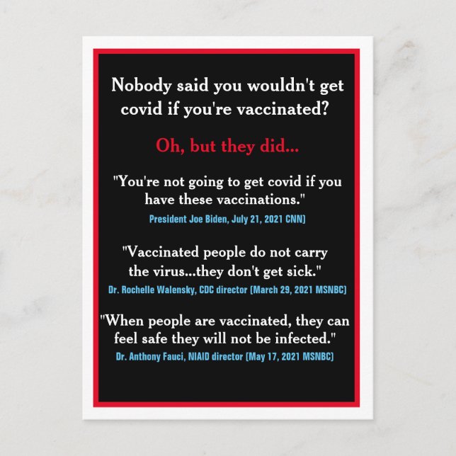 Offizielle coviale Fehlinformation Postkarte (Vorderseite)