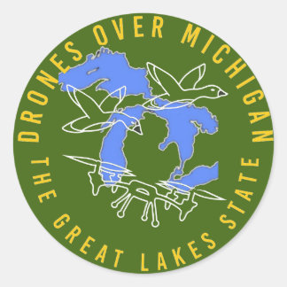 Offizielle Dronen über Michigan Logo-Aufkleber Runder Aufkleber