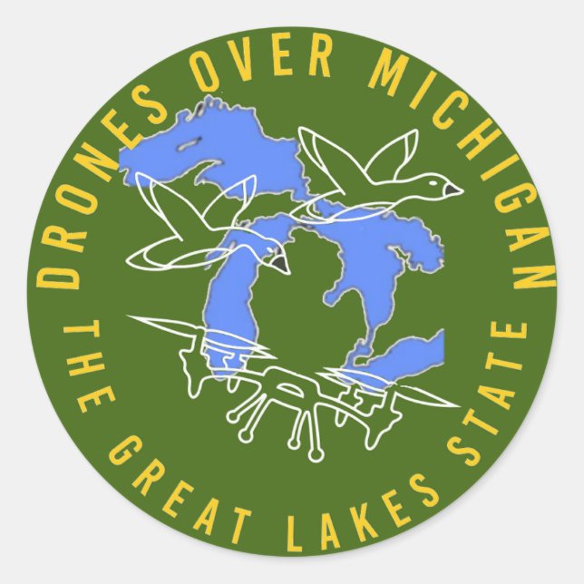 Offizielle Dronen über Michigan Logo-Aufkleber Runder Aufkleber (Vorderseite)