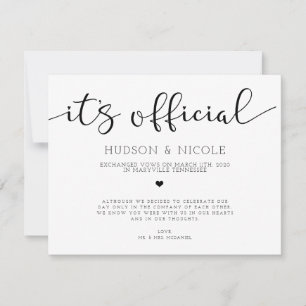 Offizielle Hochzeitsanzeige nach einer Flucht Ankündigung