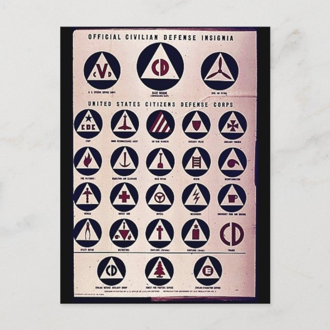 Offizielle Insignien der zivilen Verteidigung Postkarte (Vorderseite)