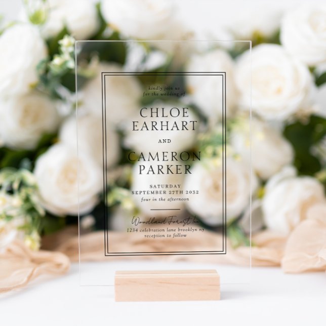 Offizielle klassische Schwarz-Quadrat-Hochzeit Acryleinladungen (Von Creator hochgeladen)