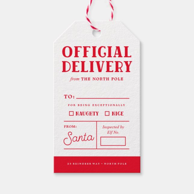 Offizielle Lieferungskennzeichnungen für Nordpol - Geschenkanhänger (Vorderseite)