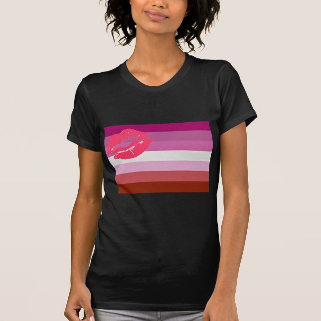 OFFIZIELLE LIPPENSTIFT-LESBEN-FLAGGE T-Shirt (Vorderseite)