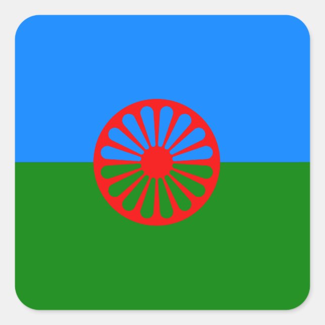 Offizielle Romany flag Quadratischer Aufkleber (Vorderseite)