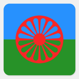 Offizielle Romany flag Quadratischer Aufkleber
