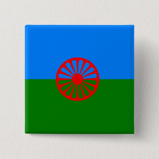 Offizielle Romany-Sinti und Romaflagge Button (Vorderseite)