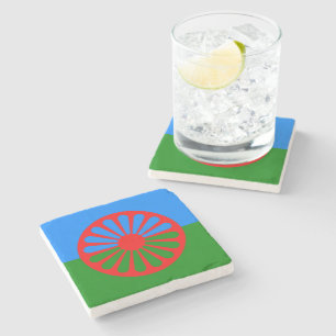 Offizielle Romany-Sinti und Romaflagge Steinuntersetzer