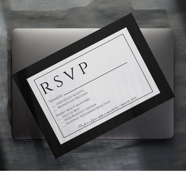 Offizielle Schwarz-Weiß-Antwort-Karte für Hochzeit RSVP Karte (Von Creator hochgeladen)