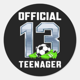Offizielle Teenager 13. Geburtstagsfeier Fußball-T Runder Aufkleber