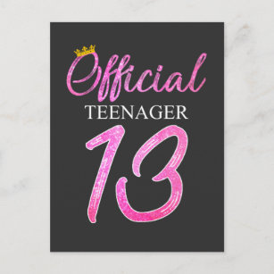 Offizielle Teenager Girl Prinzessin 13. Geburtstag Postkarte