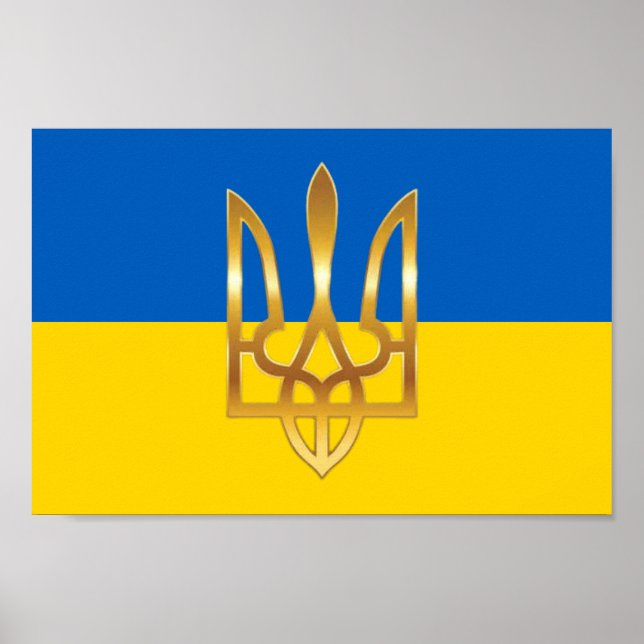 Offizielle ukrainische Flagge Trident Symbol Poste Poster (Vorne)