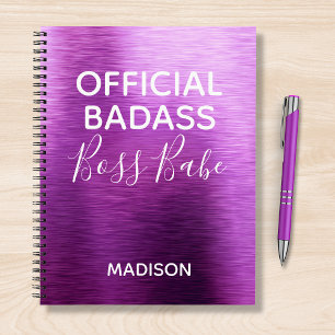 Offizieller Badass Boss Babe Metallic-Lila Name Notizbuch