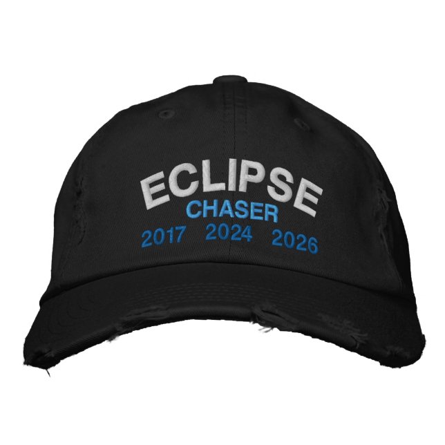 Offizieller Eclipse-Chaser-Spaß-Spruch Schwarz Bestickte Baseballkappe (Vorderseite)