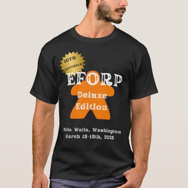Offizieller EFORP 2025 mit Orange Meeple T-Shirt (Vorderseite)