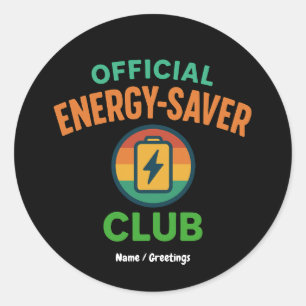 Offizieller Energiesparklub Retro Battery Icon Spa Runder Aufkleber