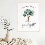 Offizieller Familiengenealoge mit Baum | Stilvoll Poster<br><div class="desc">Dieses einfache und stilvolle Poster sagt "offizieller Familiengenealoge" und man kann seinen eigenen Familiennamen in den Text eintragen. Es gibt auch einen eleganten Aquarellbaum und eine moderne Schrifttyp. Ein perfektes Geschenk für den Herkunft- und Genealogexperten in Ihrem eigenen Stammbaum!</div>