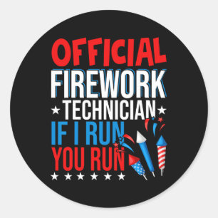 Offizieller Feuerwerkstechniker USA Unabhängigkeit Runder Aufkleber