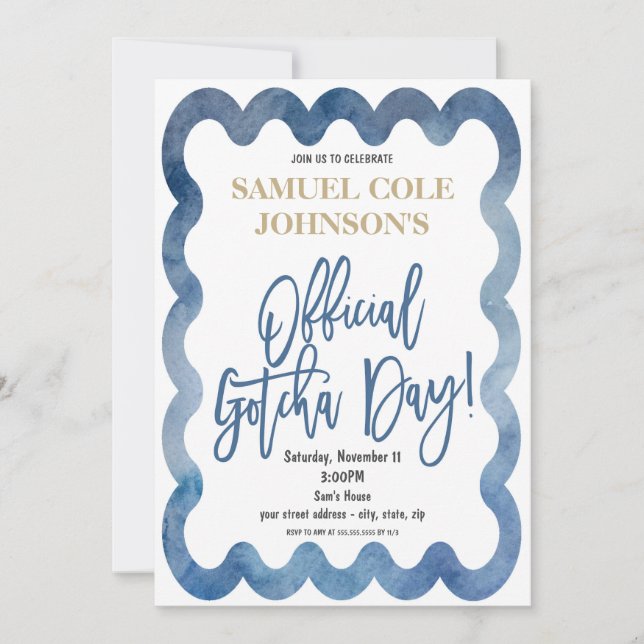 Offizieller Gotcha-Tag Adoption Einladung (Vorderseite)