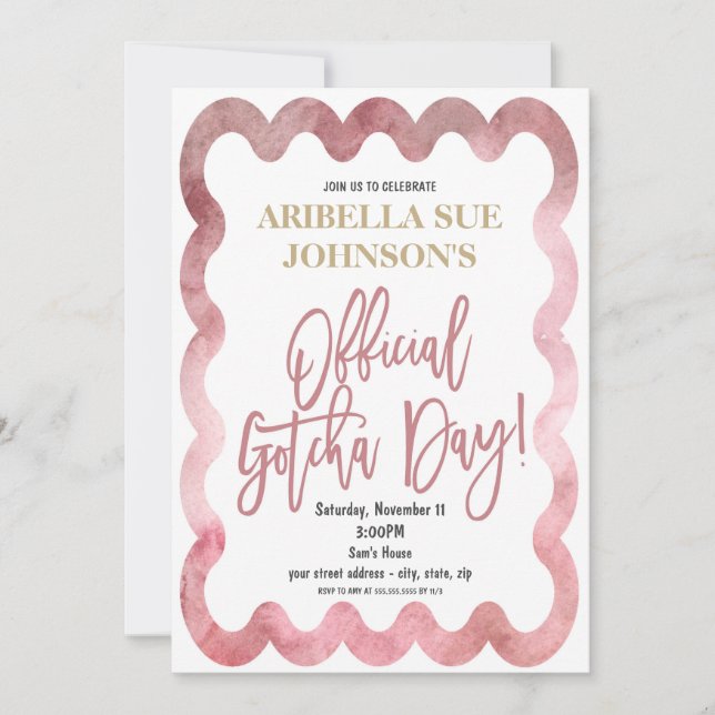 Offizieller Gotcha-Tag Adoption Einladung (Vorderseite)