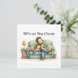 Offizieller Nap Champ Vatertag Flach Grußkarte Karte