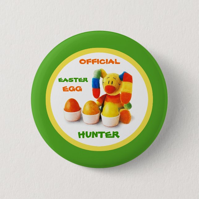 Offizieller Ostereier-Jäger. Funny Bunny mit Eiern Button (Vorderseite)