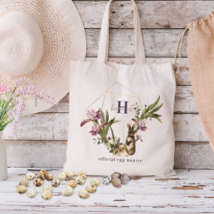 Offizieller Ostereierjäger Florales Hasen-Monogr Tragetasche