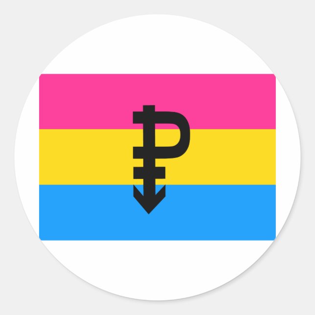 OFFIZIELLER PANSEXUELLER FLAG RUNDER AUFKLEBER (Vorderseite)