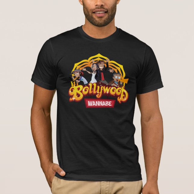 Offizieller schwarzer T - Shirt Bollywood Wannabe (Vorderseite)