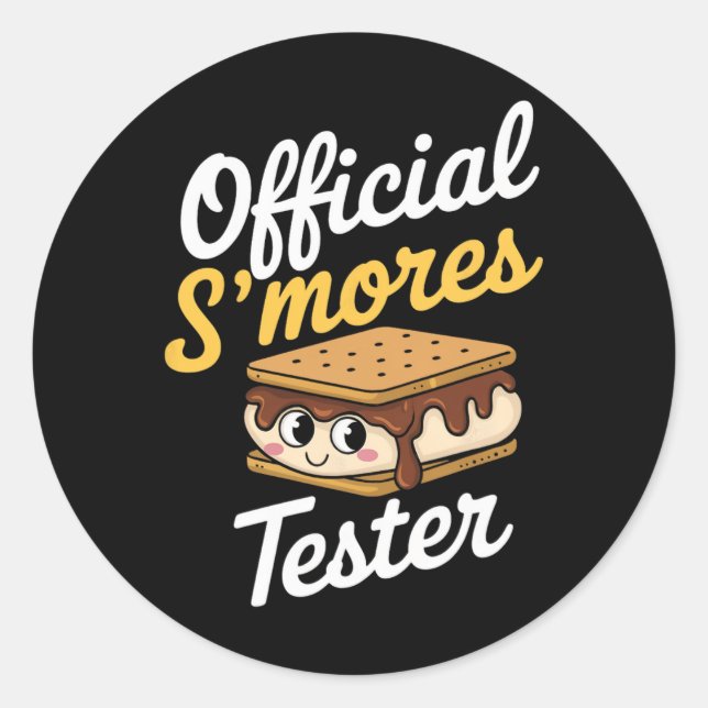 Offizieller S'mores Tester Camping Smores Kawaii S Runder Aufkleber (Vorderseite)