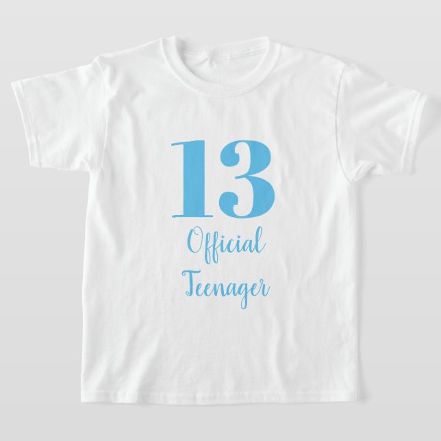 Offizieller Teenager 13. Geburtstag Sky Blue White T-Shirt (Ablage )