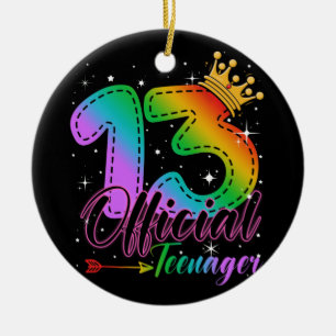 Offizieller Teenager in Regenbogenfarben 13. Gebur Keramik Ornament