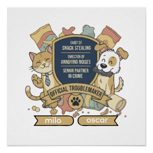 Offizieller Unruhestifter   Lustige Haustier-Kompl Poster